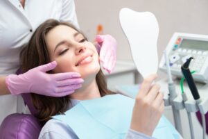 Patient receiving cosmetic treatment. 